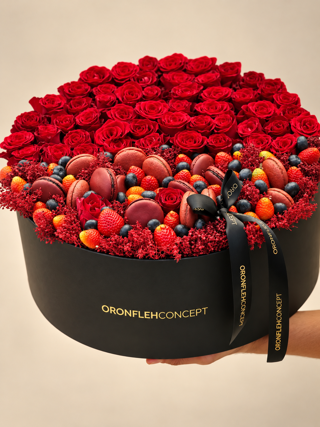 Ruby  – Luxury Roses & Macarons Arrangement