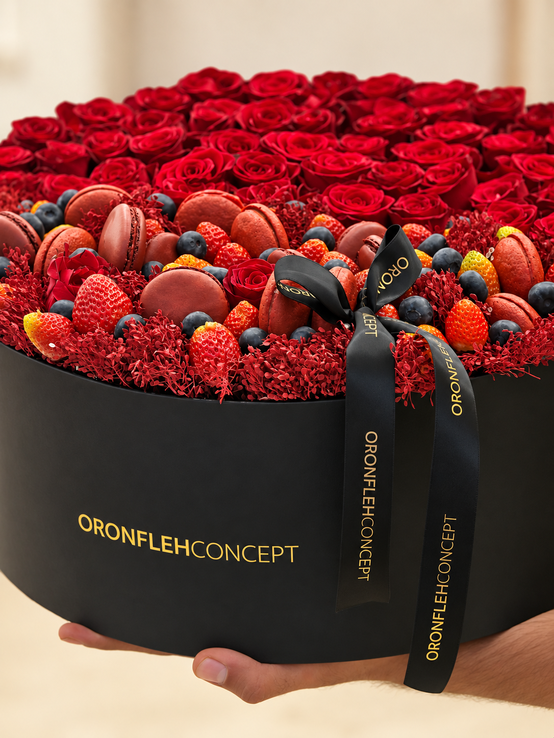 Ruby  – Luxury Roses & Macarons Arrangement