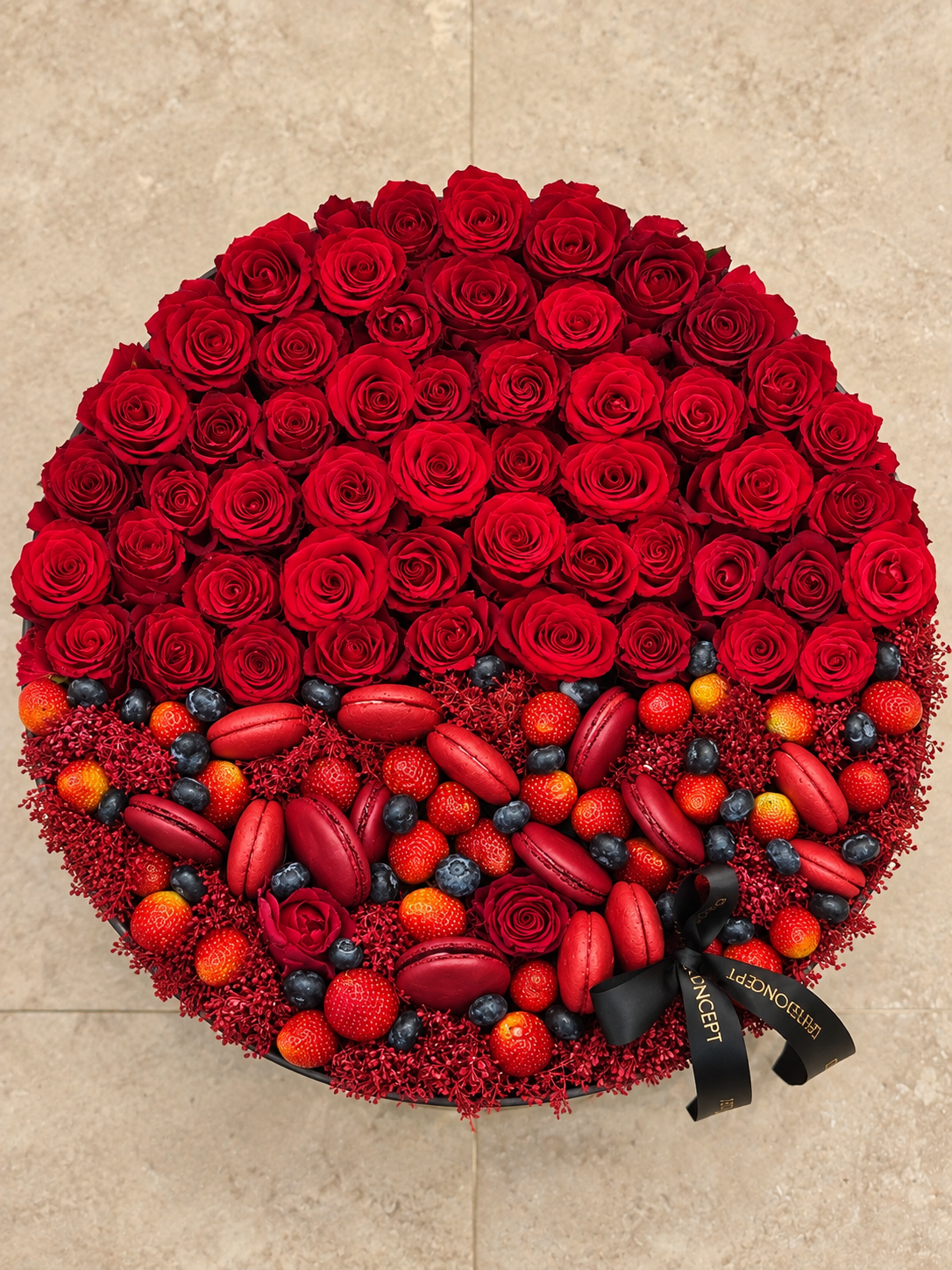 Ruby  – Luxury Roses & Macarons Arrangement